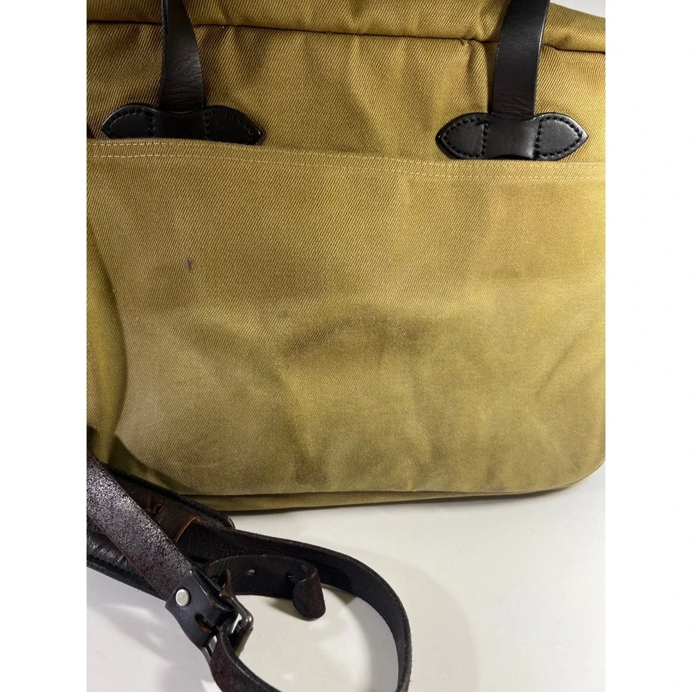 Filson 258 Rugged Twill Padded Briefcase Computer Bag Canvas Leather OtterGreen